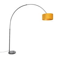 Lampy stojące - QAZQA Lampa podłogowa łuk czarna klosz welurowy ochra 50cm - XXL - miniaturka - grafika 1