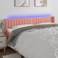 Inne meble do sypialni - vidaXL Zagłówek do łóżka z LED, różowy, 183x16x78/88 cm, aksamit - miniaturka - grafika 1