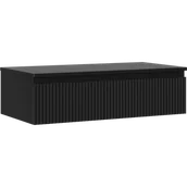 Szafki łazienkowe - Mexen Rivel szafka łazienkowa podumywalkowa 90 cm z blatem, 1 szuflada, ryflowana , czarna mat - 91A20-09023-1-BFC71 - miniaturka - grafika 1