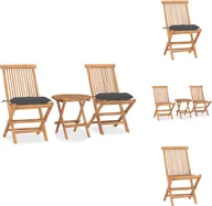 Meble ogrodowe - vidaXL 3-częściowy ogrodowy zestaw jadalniany z poduszkami składany z litego drewna tekowego - Zestawy mebli ogrodowych - miniaturka - grafika 1