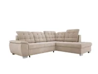 Narożniki - Wygodny narożnik LOTTA o wymiarach 258x212cm z funkcją spania i wysokiej jakości tapicerką - Idealny mebel do małych i dużych pomieszczeń Układ po prawej stronie Kolor: BEŻOWY - miniaturka - grafika 1