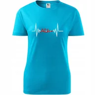 Koszulki i topy damskie - Damska Koszulka z Nadrukiem grupa krwi - a rh- Honorowy Dawca Krwi Prezent turkusowy XL - miniaturka - grafika 1