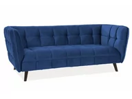 Sofy i kanapy - Signal Pikowana sofa CASTELLO 3 VELVET granatowa tap. BLUVEL 86, na drewnianych nóżkach - miniaturka - grafika 1