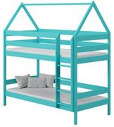 Łóżka dla dzieci i młodzieży - Piętrowe łóżko domek dla dzieci w stylu skandynawskim, turkus - Zuzu 3X 160x80 cm - miniaturka - grafika 1