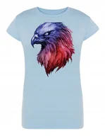 Koszulki i topy damskie - T-Shirt damski kolorowy nadruk głowa ORZEŁ r.L - miniaturka - grafika 1