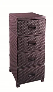Komoda rattan 4 szufłady brąz ciemny - Komody - miniaturka - grafika 1