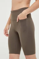 Spodenki damskie - Reebok szorty treningowe Lux kolor zielony gładkie medium waist - miniaturka - grafika 1