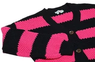 Swetry damskie - Libbi Damski kardigan w paski z długim rękawem z dekoltem w serek akryl czarny różowy rozmiar XS/S, czarny różowy, XS - miniaturka - grafika 1