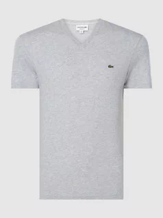 Koszulki męskie - T-shirt o kroju Regular Fit z dekoltem w serek - grafika 1