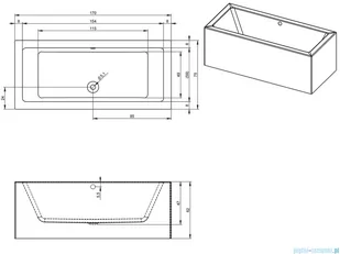 Riho Lugo Plug&amp;Play wanna prostokątna przyścienna 170x75cm z obudową + nóżki B132019005 - Wanny z hydromasażem - miniaturka - grafika 2