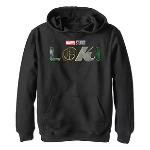 Marvel Chłopięca bluza z kapturem z logo Loki, czarna, S, Czarny, S - Bluzy dla chłopców - miniaturka - grafika 1