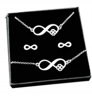 Zestawy biżuterii dla kobiet - KOMPLET SREBRNY 925 infinity koniczynka + GRAWER - miniaturka - grafika 1