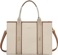 Torebki damskie - Missnine Canvas Torba na laptopa 15,6 cala Torebka damska brązowo-beżowa - miniaturka - grafika 1