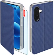 Etui i futerały do telefonów - Etui z klapką do Samsung A56 5G Zamykane Granatowe Futerał + Szkło - miniaturka - grafika 1