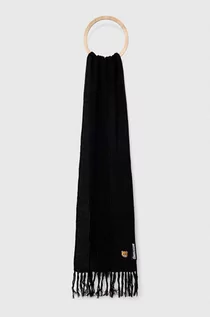 Apaszki i szaliki damskie - Moschino szalik wełniany kolor czarny gładki - grafika 1