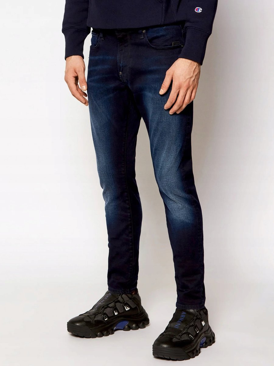 G-STAR RAW PROSTE JEANSY MĘSKIE GRANATOWY Z PRZETARCIAMI CASUAL 33/32 17CA