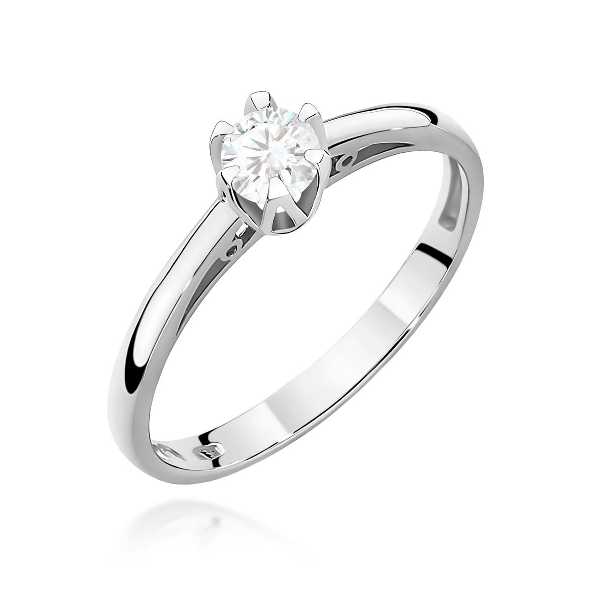 Pierścionek białe złoto Au 585 z diamentem 0.15ct rozmiar 15