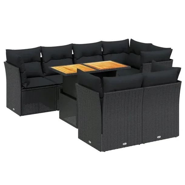 Modułowy zestaw mebli ogrodowych z rattanu PE czarny 62x62x69 cm