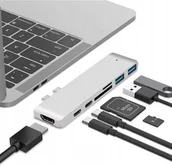 Stacje dokujące i replikatory portów - HUB DO LAPTOPA CO2, 7W1 DO APPLE, DO MACBOOK PRO , DO AIR RETINA, USB-C, HDMI, KARTA PAMIĘCI SD, MICRO SD, 1 X HD, SREBRNY 0029 - miniaturka - grafika 1