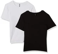 Koszulki i topy damskie - ONLY Damski ONLNULAN S/S Slim TOP CS JRS 2PACK T-Shirt, Black/Pack:White, M, czarny/paczka: biały, M - miniaturka - grafika 1