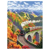 Pasmanteria - Haft krzyżykowy - Zestaw do haftu z włóczką - Jesienny ekspres - miniaturka - grafika 1