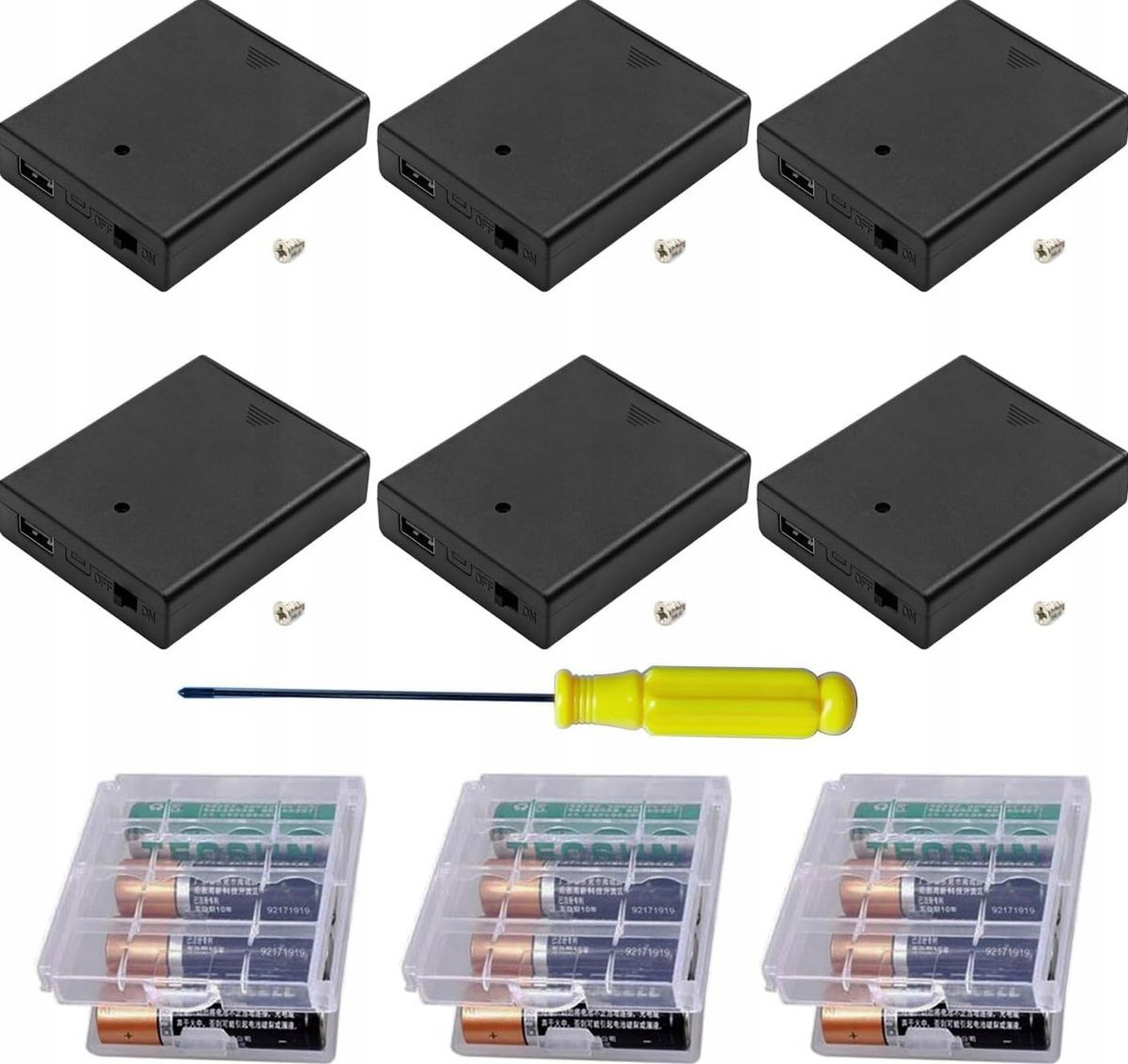 UCHWYT BATERIE 6 SZTUK AA USB PRZEŁĄCZNIK ZESTAW OBUDOWA ETUI ZASILANIE