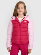 Kurtki i płaszcze dla dziewczynek - 4F Kurtka puchowa z wypełnieniem syntetycznym dziewczęca - różowa 122 (6-7 lat) - miniaturka - grafika 1
