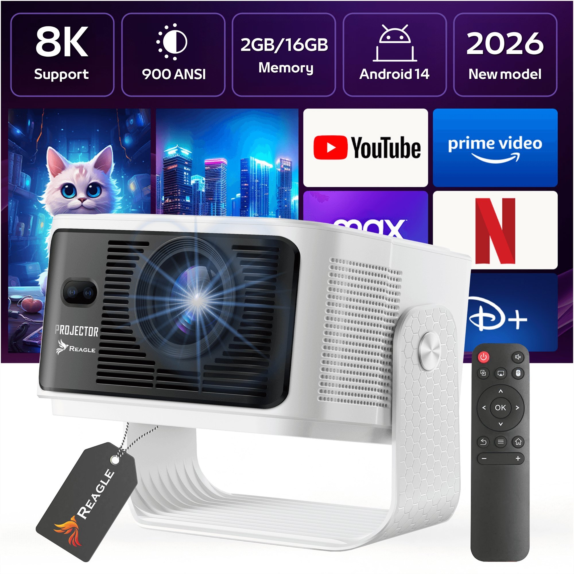 Reagle RZUTNIK PROJEKTOR LED 900 ANSI 8K 4K 140