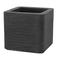 Donice - Donica ogrodowa ryflowana Kubus 38,5 x 38,5 x 33 cm antracytowa PATIO - miniaturka - grafika 1
