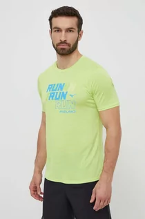 Koszulki męskie - Mizuno t-shirt do biegania Core Run kolor zielony z nadrukiem J2GAB008 - grafika 1