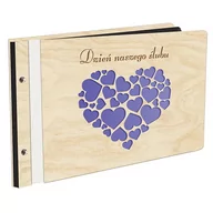 Albumy fotograficzne - Album Na Zdjęcia Plus Pierwsza Strona W Kolorze Dzień Naszego Ślubu W Drewnianej Oprawie Z Czarnymi Kartami Z Grawerem Personalizowany Prezent Ślubny - miniaturka - grafika 1