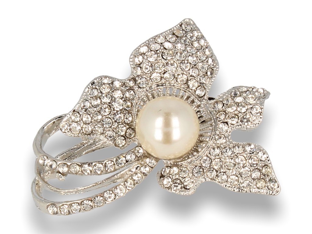 BROSZKA Damska Srebrny Kwiatek z Perłą