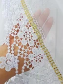 Firany - Firana gotowa ze złotymi cyrkoniami i gipiurą, nowoczesne firanki do pokoju - miniaturka - grafika 1