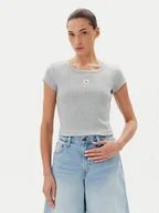 Koszulki i topy damskie - Calvin Klein Jeans T-Shirt LV047C200G Szary Slim Fit - miniaturka - grafika 1