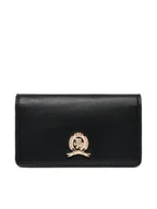 Portfele - Tommy Hilfiger Duży Portfel Damski Luxe Leather Med Flap AW0AW16576 Czarny - miniaturka - grafika 1