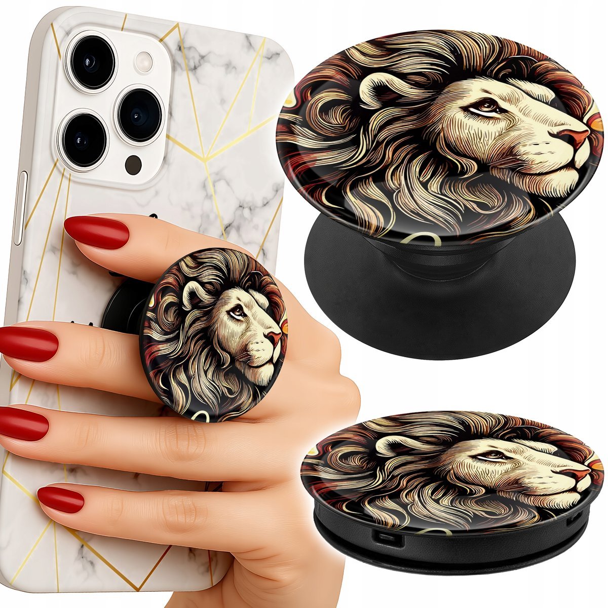 Uchwyt do telefonu Popsocket na palce/stojak ZNAK ZODIAKU, LEW