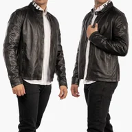 Kurtki męskie - Kurtka Męska z Owczej Skóry GIPSY Skóra na stójce Czarna 1201-0662 Czarny 3XL - miniaturka - grafika 1