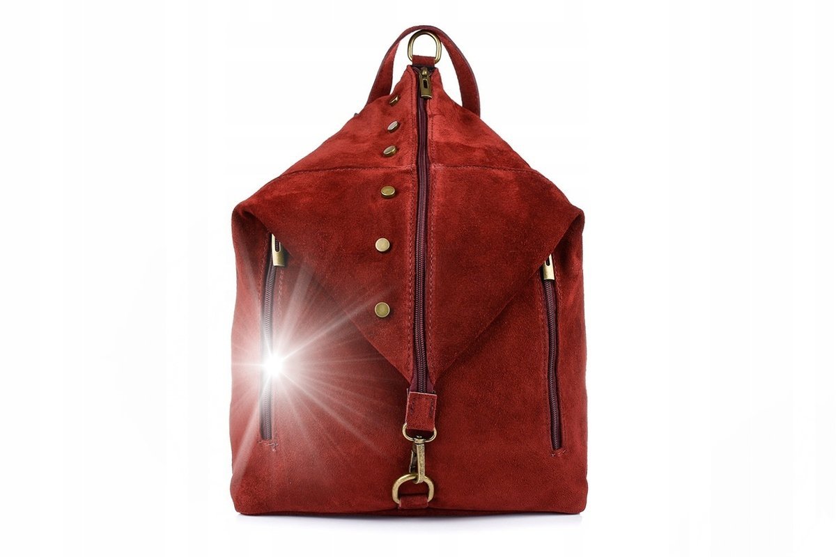 Włoski Stylowy Plecak Damski Skórzany Zamsz A4 W14