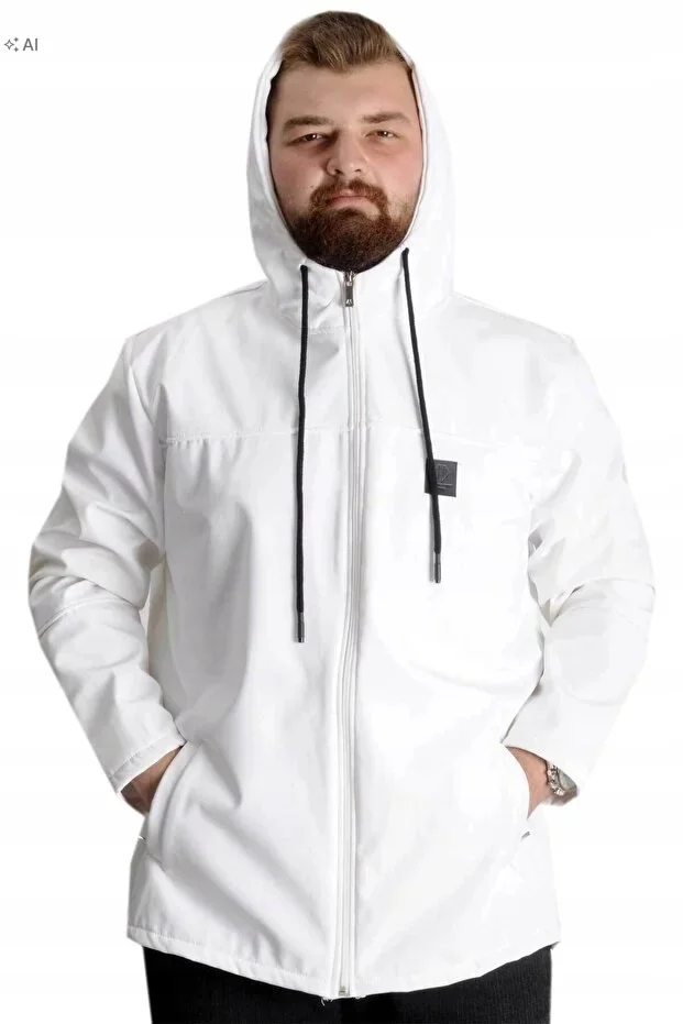 MĘSKI GŁADKI PŁASZCZ Z KAPTUREM W STYLU MINIMALISTYCZNYM 3XL 5IA*