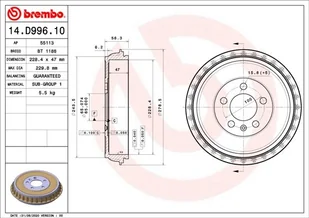 Bęben hamulcowy Brembo 14.D996.10 - Bębny hamulcowe - miniaturka - grafika 1