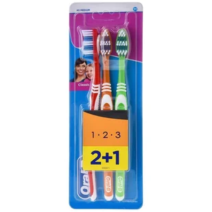 Oral-B Oral-B Toothbrush Classic szczoteczka do zębów 3 szt unisex Red Yellow Pink - Szczoteczki do zębów - miniaturka - grafika 1