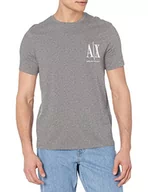 Koszulki męskie - Armani Exchange Męski t-shirt z logo z przodu, Bros Grey, XXL - miniaturka - grafika 1