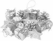 Ozdoby bożonarodzeniowe - Komplet ozdób choinkowych srebrnych - 16 szt. - miniaturka - grafika 1