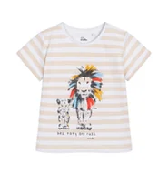 Bluzki dla niemowląt - T-shirt dla dziecka do 2 lat, z dużym i małym lwem, w paski - miniaturka - grafika 1