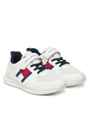 Buty dla chłopców - Tommy Hilfiger Sneakersy Flag Low Cut Lace-Up/Velcro T1X9-34369-1843 S Biały - miniaturka - grafika 1
