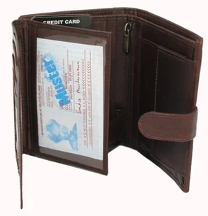 Portfel Męski Skórzany ANDREAS Skóra Licowa Duży Pionowy Z Zapięciem CZEKOLADOWY RIFD HK5601B ML 13,5 x 11 x 3 [cm - Portfele - miniaturka - grafika 5