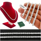 Naszyjniki męskie - GRUBY SREBRNY NASZYJNIK DAMSKI SPLOT KRÓLEWSKI SREBRO 925 60cm/3,8mm+ - Golden Celebrity - miniaturka - grafika 1