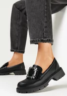 Mokasyny damskie - Czarne Mokasyny z Wkładką ze Skóry Naturalnej Yuma - miniaturka - grafika 1