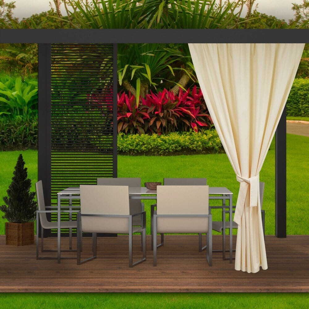 Zasłona ogrodowa 155x200cm beżowa 1 szt zasłona zewnętrzna wodoodporna zasłona na taras balkon zasłona na zewnątrz zasłona do ogrodu