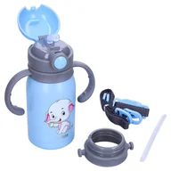 Kubki termiczne - N'Oveen Kubek Termiczny Ze Słomką Dla Dzieci Niebieski Słonik Tb562 300Ml - miniaturka - grafika 1